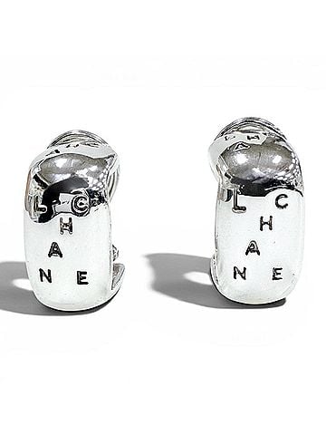 Chanel CHANEL Vintage 925 Sterling Silver Clip-On Earrings (for both ears), Logo Engraved, Weight 12.7g, Women's. (view 1)