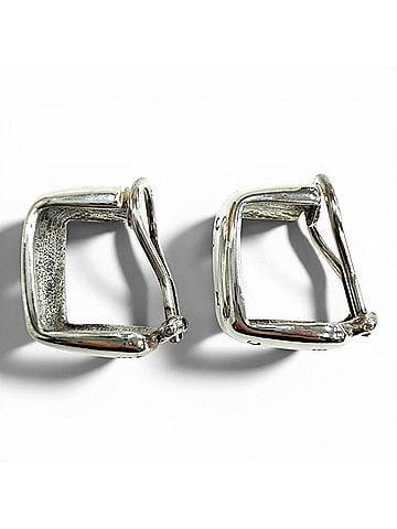 Chanel CHANEL Vintage 925 Sterling Silver Clip-On Earrings (for both ears), Logo Engraved, Weight 12.7g, Women's. (view 2)