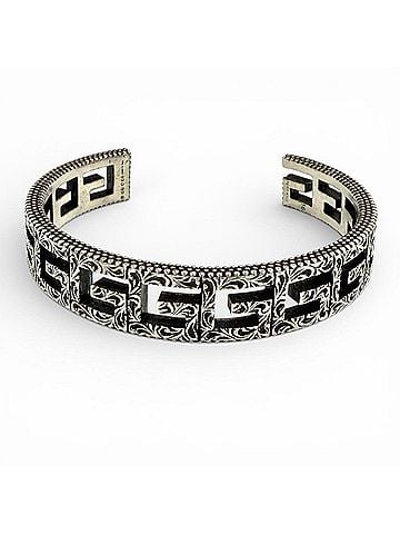 Gucci GUCCI 551919 Square G Arabesque G-Cube Bangle Bracelet, Silver, Size 16, Made in Italy, Weight 28.5g, Women's. (view 1)