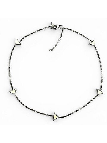 Prada PRADA 925 Triangle Logo Necklace, Silver, White, Made in Italy, Weight 7.5g, Women's, Highly Recommended! (view 2)