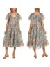 Roller Rabbit 70% Cotton 30% Silk 100% Cotton Floral Ivory Blue Green Pink Burgundy Casual Dress Size XS - photo 4