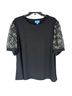 CeCe 95% Polyester 5% Spandex 100% Polyester Black Short Sleeve Blouse Size 2X - photo 1