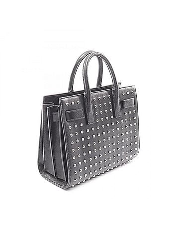 Yves Saint Laurent Yves Saint Laurent Saint Laurent Paris Classic Nano Sac de Jour Studded 2-Way Handbag, Leather, Women's, Black, 392035 (view 2)