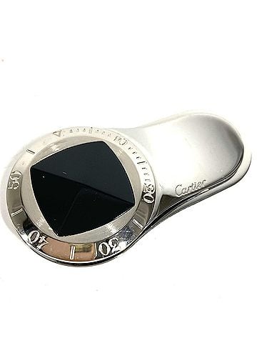 Cartier CARTIER Cartier Logo Wallet Money Clip Stainless Steel Onyx Men's Women's Silver (view 1)
