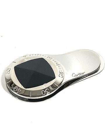 Cartier CARTIER Cartier Logo Wallet Money Clip Stainless Steel Onyx Men's Women's Silver (view 2)