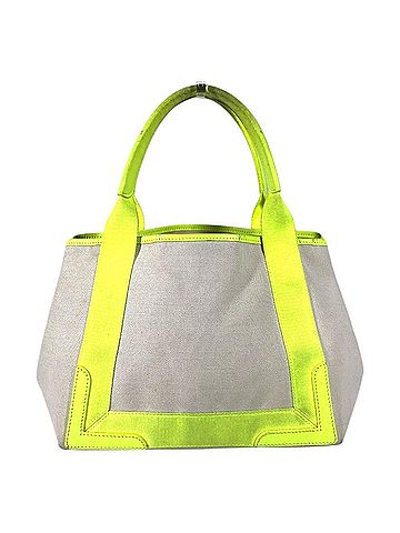 Balenciaga BALENCIAGA 339933 Navy Cabas S Tote Bag Handbag Leather Canvas Men's Women's Yellow (view 2)