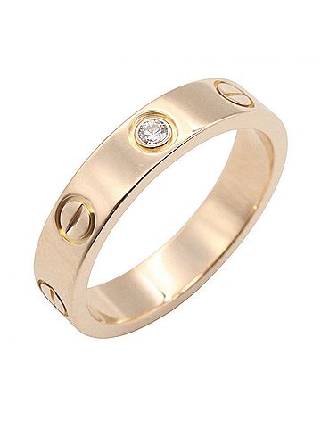 Cartier Cartier Mini Love Ring 1PD Ring, Jewelry, 18KPG (Pink Gold), Diamond, Women's, Gold Tone, Clear B4050700 (view 1)