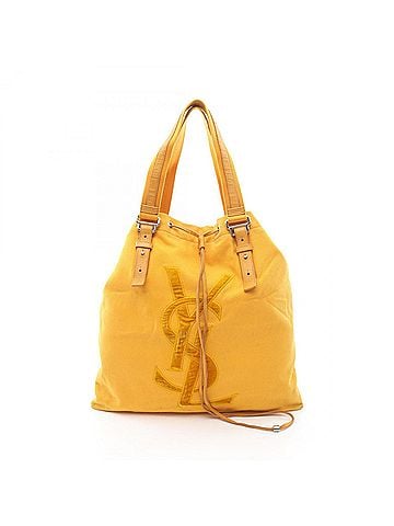 Yves Saint Laurent Yves Saint Laurent Rive Gauche Kahala Tote Bag/Handbag, Canvas, Leather, Fabric, Women's, Yellow (view 1)