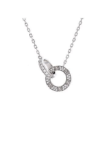 Cartier Love Interlocking Pave Necklace 18K White Gold and Diamonds (view 1)