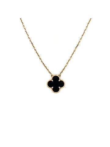 Van Cleef & Arpels Vintage Alhambra Pendant Necklace 18K Yellow Gold and Onyx (view 1)