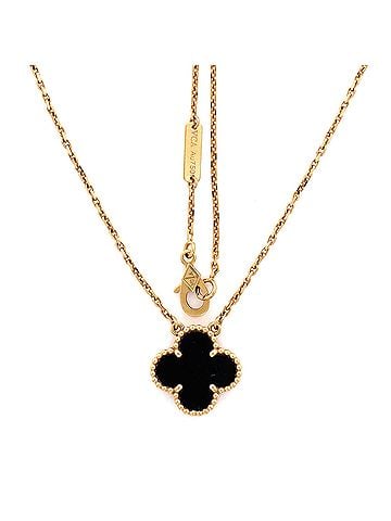Van Cleef & Arpels Vintage Alhambra Pendant Necklace 18K Yellow Gold and Onyx (view 2)