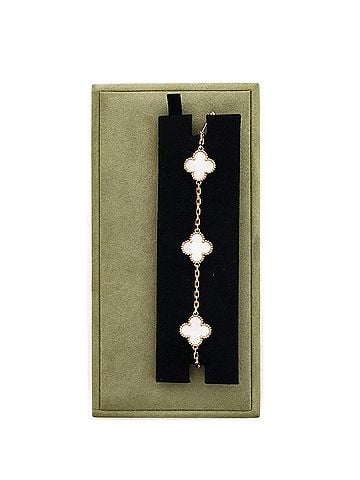 Van Cleef & Arpels Vintage Alhambra 5 Motifs Bracelet 18K Yellow Gold and Mother of Pearl (view 2)