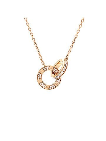 Cartier Love Interlocking Pave Necklace 18K Rose Gold and Diamonds (view 1)