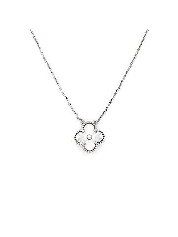 Van Cleef & Arpels Vintage Alhambra Pendant Necklace Guilloche 18K White Gold (view 1)