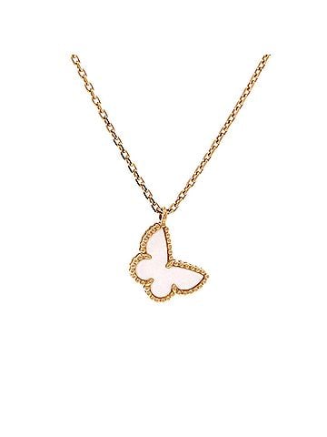 Van Cleef & Arpels Sweet Alhambra Butterfly Pendant Necklace 18K Yellow Gold and Mother of Pearl (view 1)