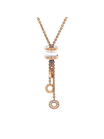 Bvlgari B.Zero1 3 Charm Necklace 18K Rose Gold and Ceramic and Diamonds (view 1)