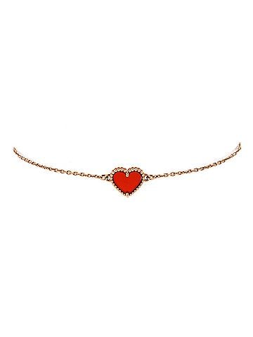 Van Cleef & Arpels Sweet Alhambra Heart Bracelet 18K Rose Gold with Carnelian (view 1)