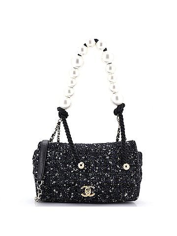 Chanel Pearl Handle Flap Bag Quilted Tweed Medium (view 1)