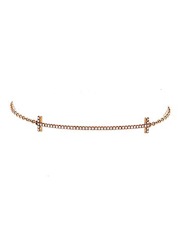 Tiffany & Co. T Smile Chain Bracelet 18K Rose Gold with Diamonds Medium (view 1)
