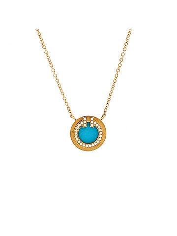 Tiffany & Co. T Circle Pendant Necklace 18K Yellow Gold with Turquoise and Diamonds Small (view 1)