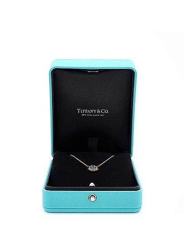 Tiffany & Co. T Circle Pendant Necklace 18K Yellow Gold with Turquoise and Diamonds Small (view 2)