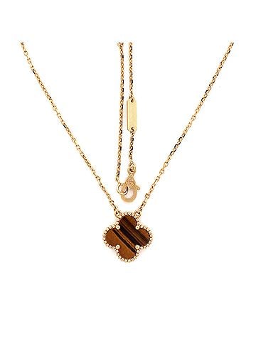 Van Cleef & Arpels Vintage Alhambra Pendant Necklace 18K Yellow Gold and Tiger Eye (view 2)