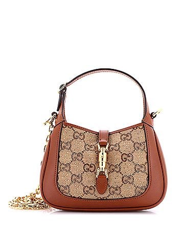 Gucci Jackie 1961 Chain Hobo Crystal Embellished GG Canvas Mini (view 1)