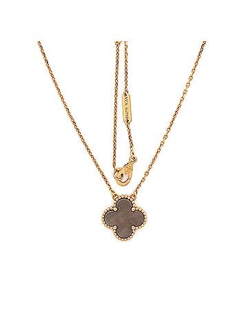 Van Cleef & Arpels Vintage Alhambra Pendant Necklace 18K Rose Gold and Grey Mother of Pearl (view 2)