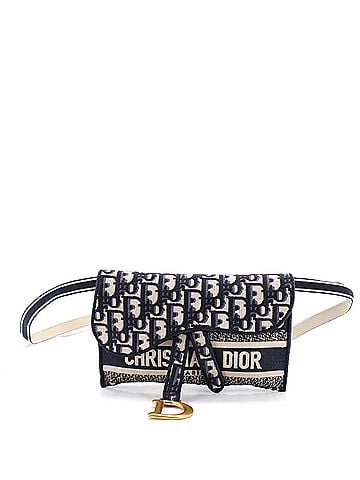 Christian Dior Saddle Slim Belt Pouch Logo Embroidered Oblique Canvas (view 1)