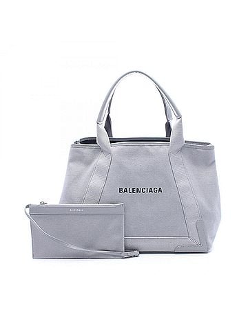 Balenciaga Balenciaga NAVY CABAS NEW M Navy Cabas Tote Bag Handbag Canvas Leather Women's Gray (view 1)