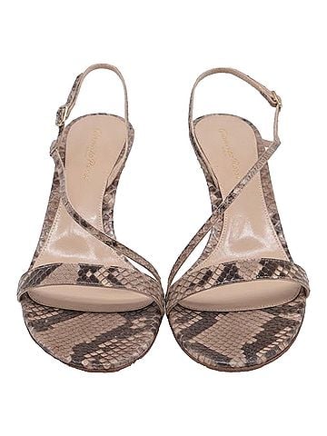 Gianvito Rossi  Gianvito Rossi Snakeskin Slingback Sandal Heels in Brown Python Leather (view 2)