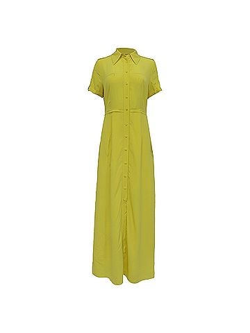Diane von Furstenberg Diane von Furstenberg Long Shirt Dress in Yellow Silk (view 1)