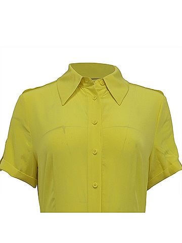 Diane von Furstenberg Diane von Furstenberg Long Shirt Dress in Yellow Silk (view 2)