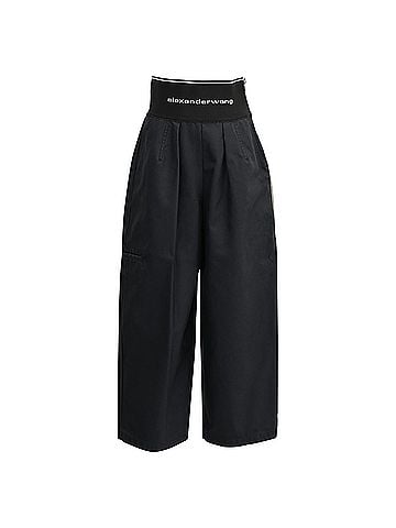 Alexander Wang Alexander Wang High-Waisted Logo Carrot Pants in Black Cotton (view 1)