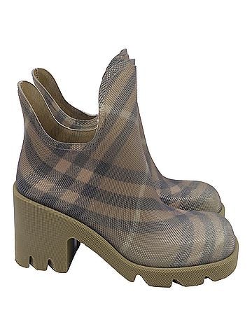 Burberry Burberry Check Marsh Heel Boots in Green Rubber (view 1)