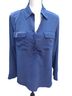 Equipment 100% Silk Blue Long Sleeve Silk Top Size M - photo 1