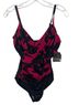 Magicsuit Floral Black Red One Piece Swimsuit Size 8 - photo 1
