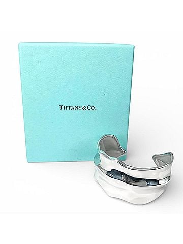 Tiffany & Co. TIFFANY&Co. Tiffany Vintage 925 Leaf Cuff Bangle Accessory, Silver, with Box, Weight 66.8g, Women's (view 2)