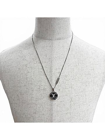 Louis Vuitton LOUIS VUITTON (Louis Vuitton) 2022 Model M00911 Necklace - LV Award Pendant Accessory, Silver & Black, Made in Italy, Men's (view 2)