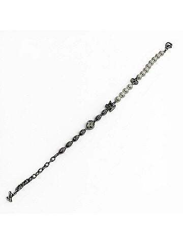 Louis Vuitton LOUIS VUITTON M1556A Pearl Fusion LV Logo Chain Bracelet, Silver/White, Men's/Women's Accessory (view 2)