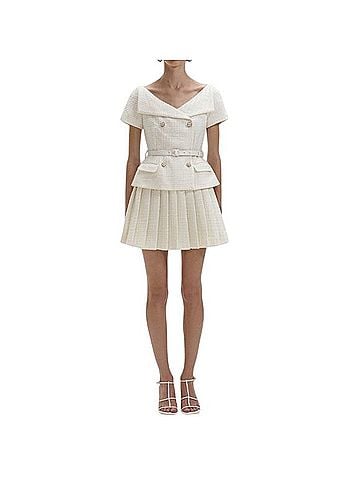 Self-Portrait Boucle Pleated Mini Dress Cocktail Dress (view 1)