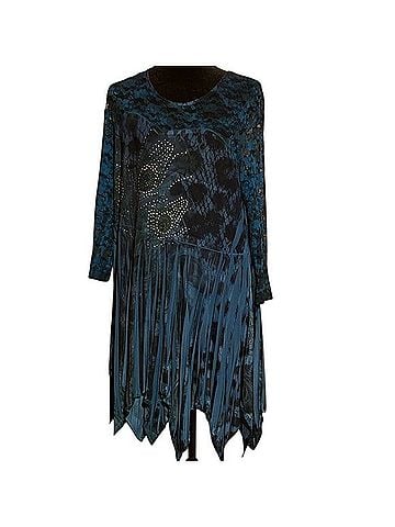 The Pyramid Collection Blue Asymmetrical Top 3/4 Sleeve Top (view 1)