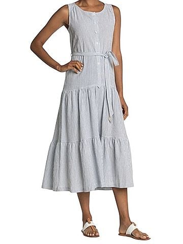Max Studio Seersuckered Tiered Maxi Casual Dress (view 1)