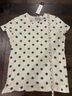 Amour Vert Polka Dots White Teal Short Sleeve Blouse Size L - photo 6