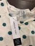 Amour Vert Polka Dots White Teal Short Sleeve Blouse Size L - photo 3