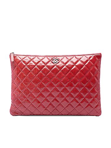 Chanel Large Quilted Patent O Case Clutch (view 1)