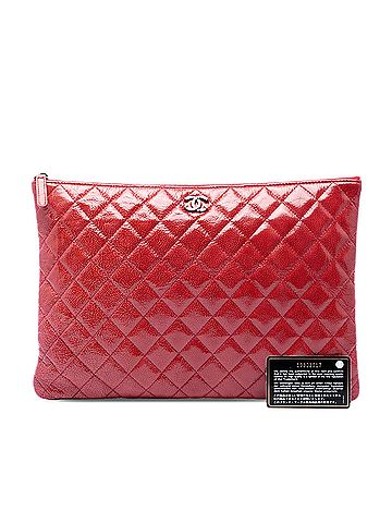 Chanel Large Quilted Patent O Case Clutch (view 2)