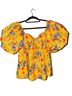 Caroline Constas 70% Cotton 28% Polyester 2% Elastane 100% Polyester Floral Yellow Blue Blouse Size S - photo 1