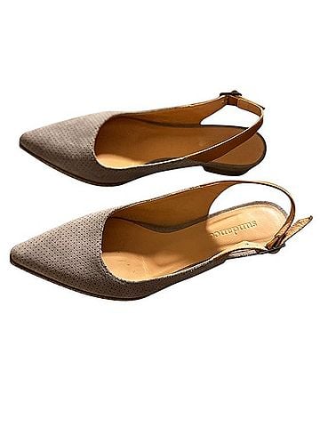Sundance Taupe Perforated Pointed Slingback Mules Mule/Clog (view 2)