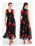 Robbie Bee 100% Polyester Tropical Black Red Green Cocktail Dress Size 20 - photo 3
